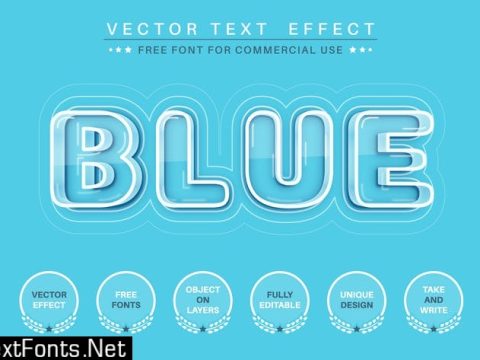 Blue glass - editable text effect, font style