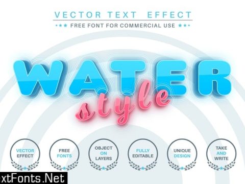 Blue water - editable text effect, font style