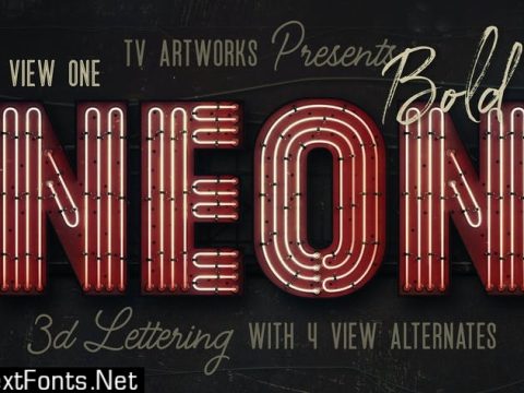 Bold Neon 3D Lettering View 1