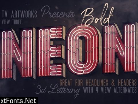 Bold Neon 3D Lettering View 3