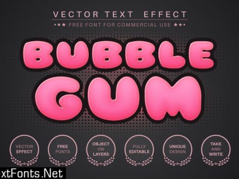 Bubble Gum - editable text effect, font style