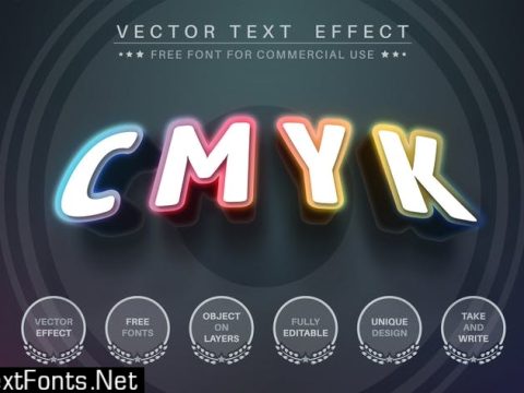 CMYK color - editable text effect, font style