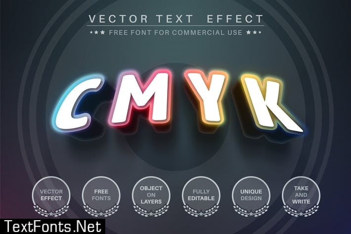 CMYK color - editable text effect, font style