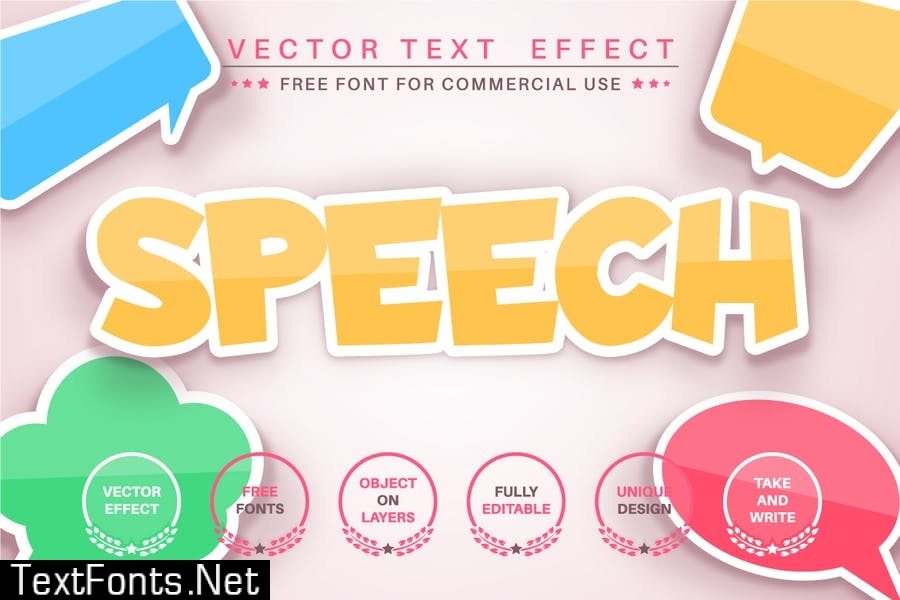 Color sticker - editable text effect, font style.