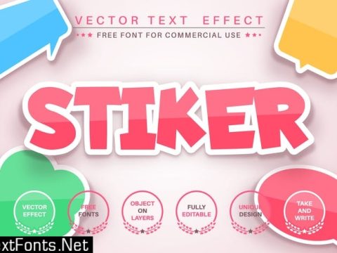 Color sticker - editable text effect, font style.