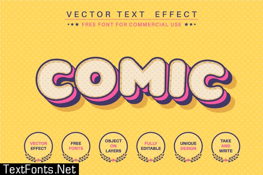 Comic dot - editable text effect, font style