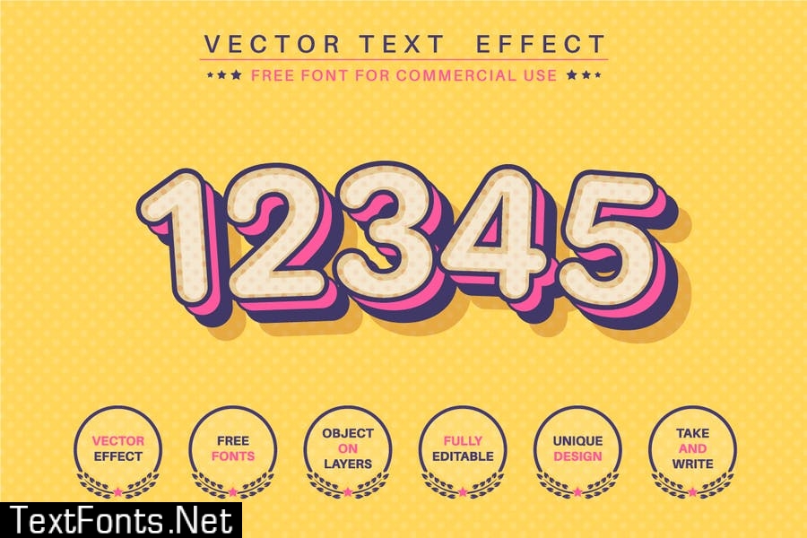 Comic dot - editable text effect, font style