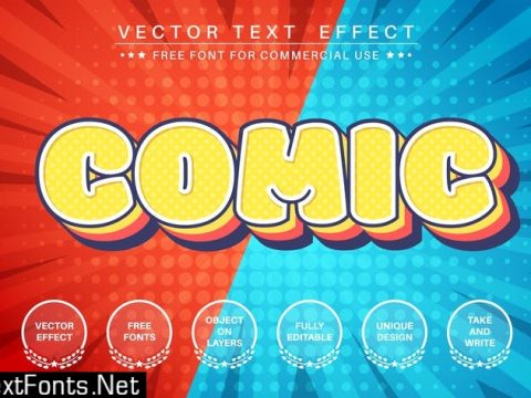 Comic layer - editable text effect, font style