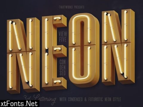 Condensed Neon 3D Lettering View 5