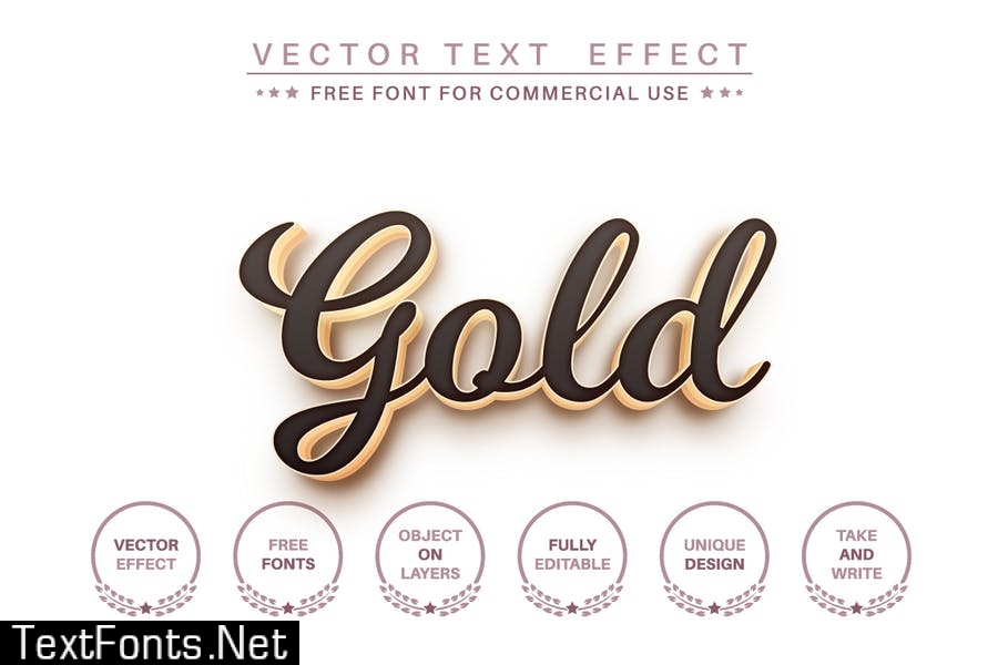 Dark gold - editable text effect, font style