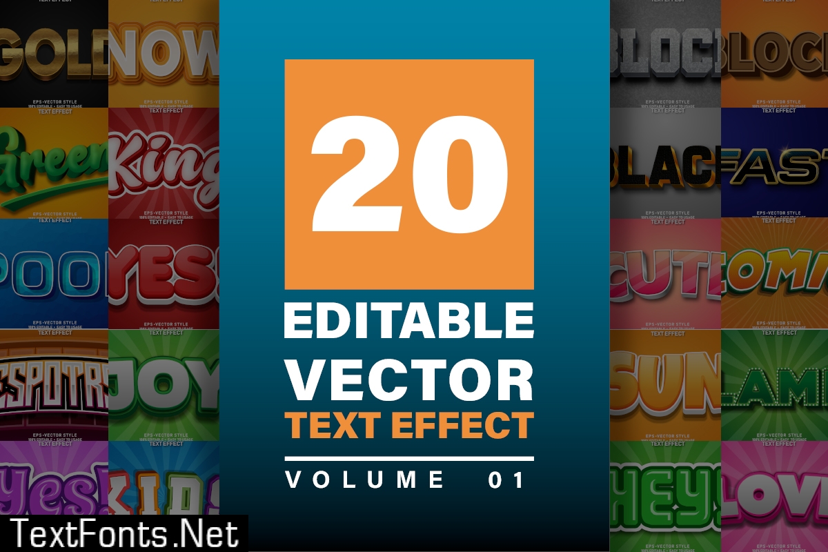 Editable Vectors Text Effect Bundle Vol 01