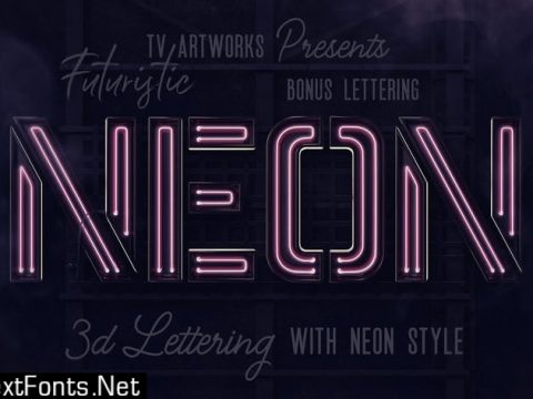 Futuristic Neon 3D Lettering Bonus