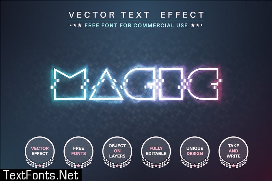 Glitch - editable text effect, font style