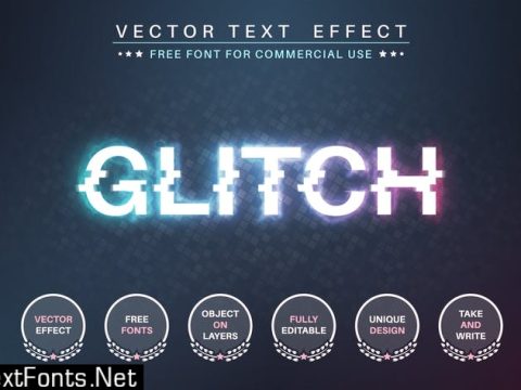 Glitch - editable text effect, font style