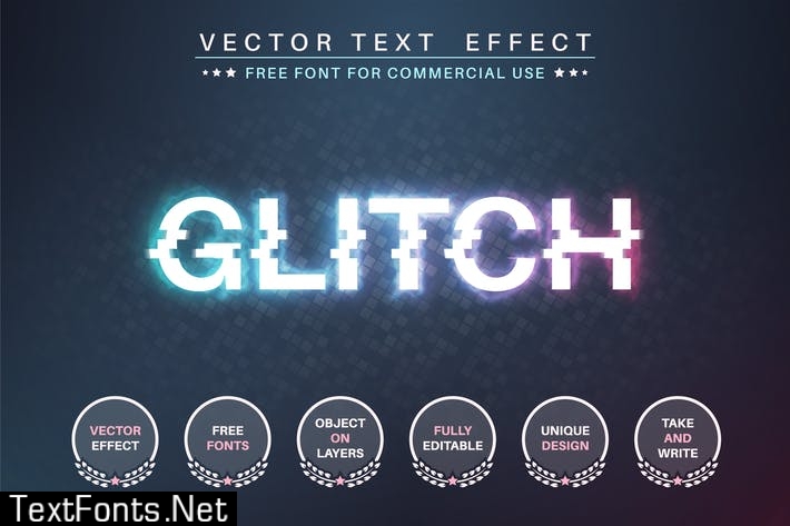 Glitch - editable text effect, font style