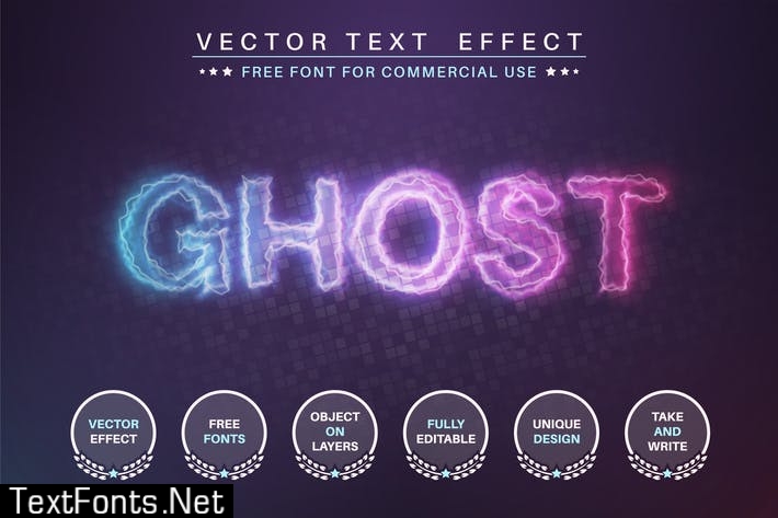 Glow ghost - editable text effect, font style