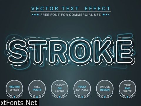 Glow stroke - editable text effect, font style