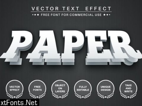 Glued paper - editable text effect, font style