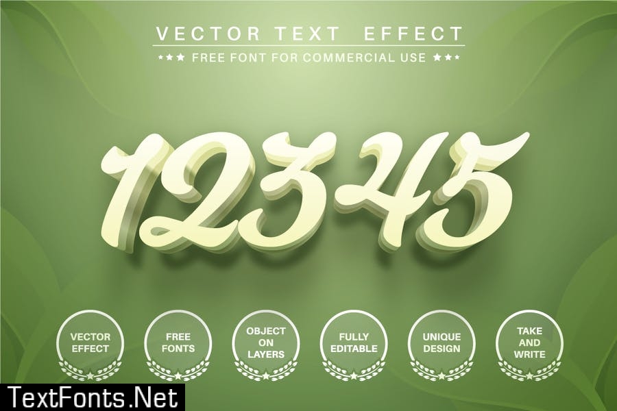 Green leaf - editable text effect, font style