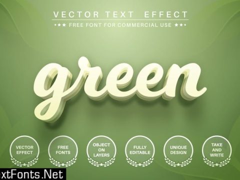 Green leaf - editable text effect, font style