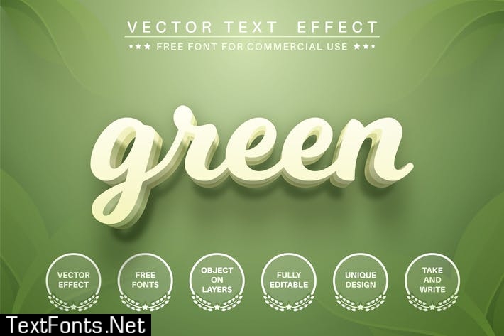 Green leaf - editable text effect, font style