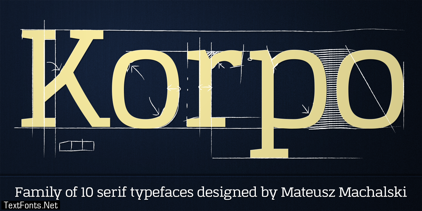 Корпо. Семейство Serif. Шрифт Discovery. Slab Serif font. Korpo.