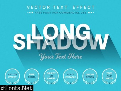 Long shadow - editable text effect, font style