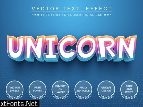 Magic unicorn rainbow - editable text effect