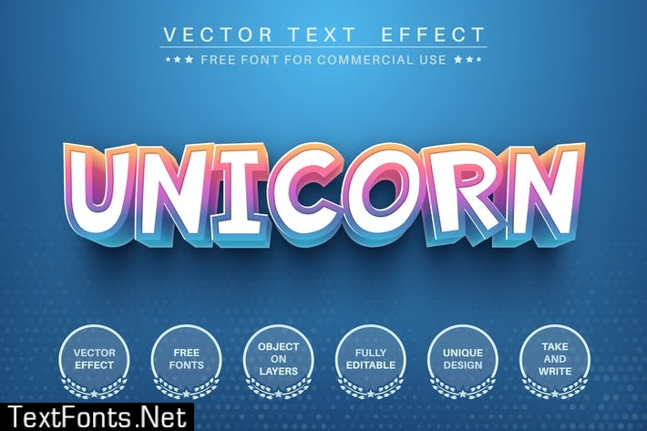 Magic unicorn rainbow - editable text effect