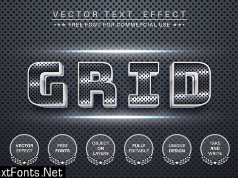 Metal grid - editable text effect, font style