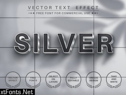 Metal silver - editable text effect, font style