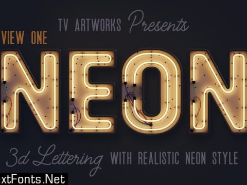 Modern Neon 3D Lettering View 1