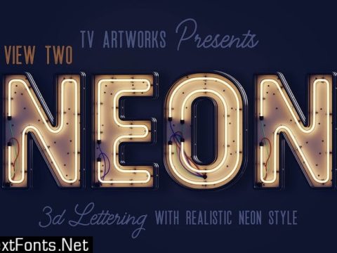 Modern Neon 3D Lettering View 2