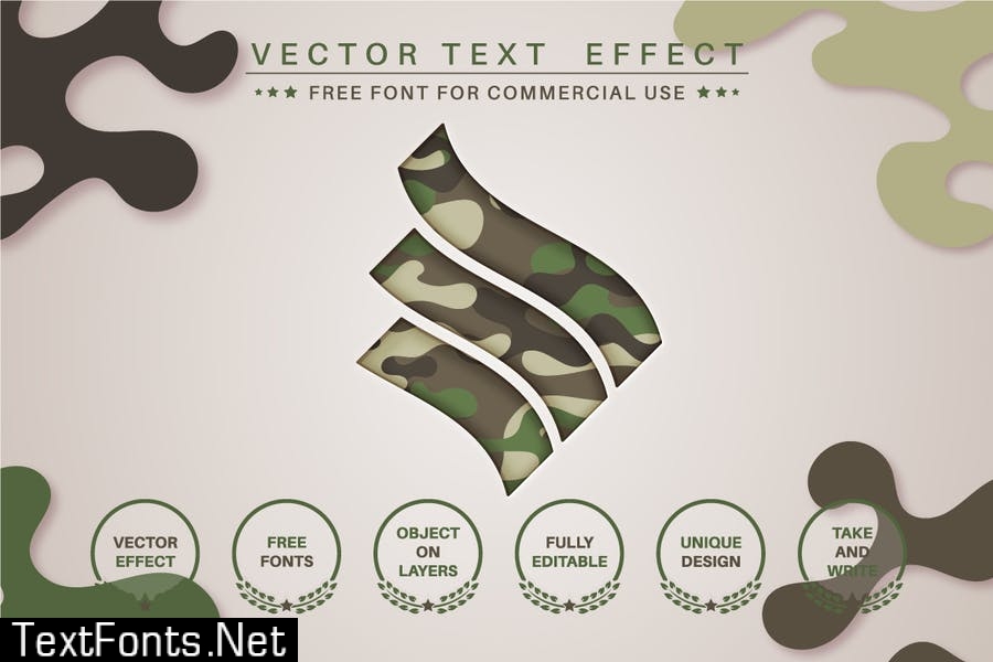 Paper military - editable text effect, font style