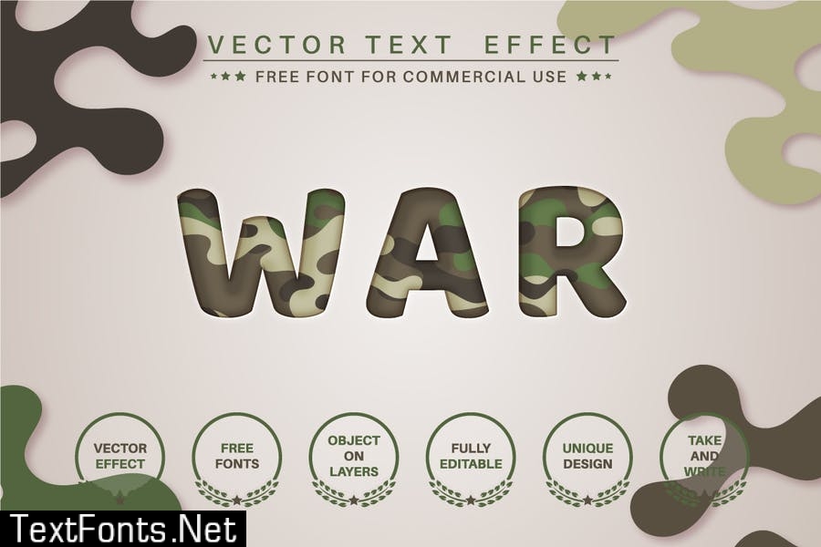 Paper military - editable text effect, font style