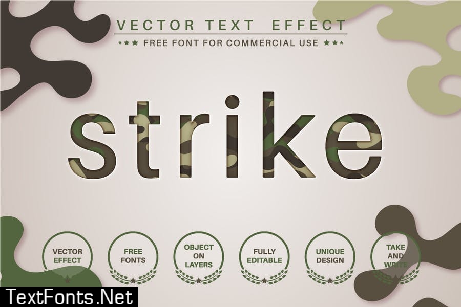 Paper military - editable text effect, font style