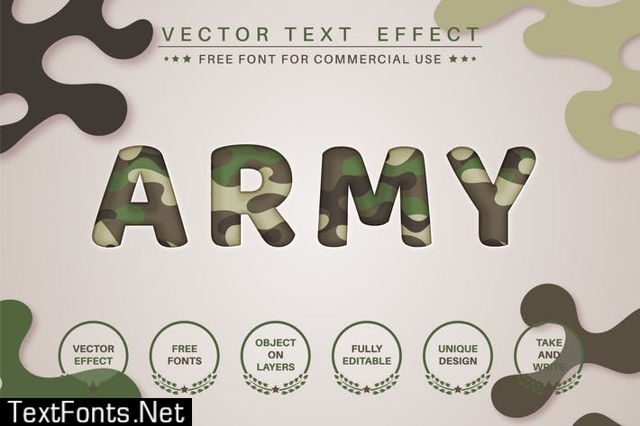 Paper military - editable text effect, font style