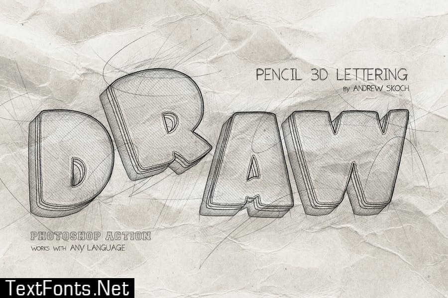 Pencil 3D Lettering - Photoshop Action