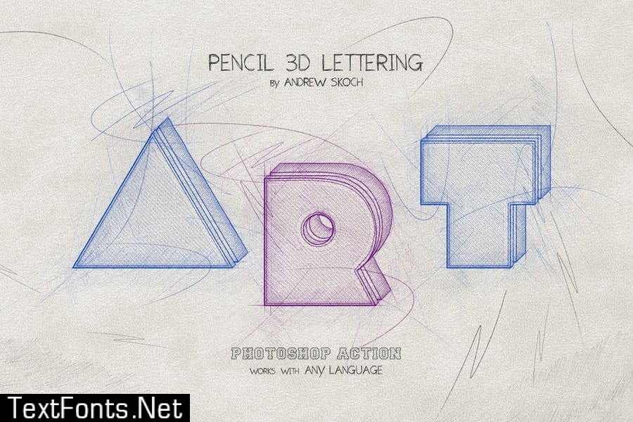 Pencil 3D Lettering - Photoshop Action