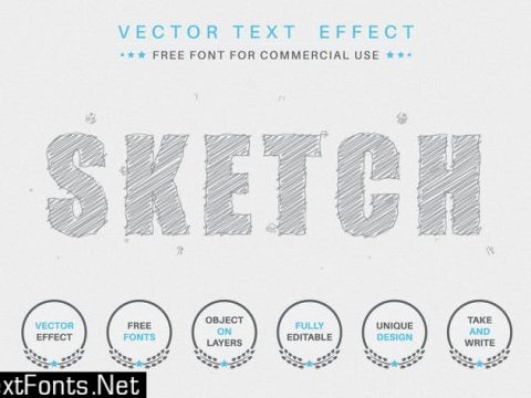 Pencil shading editable text effect, font style