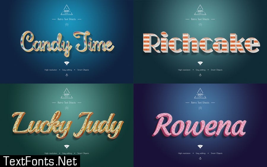 Retro Colorful Text Effects - 10 PSD