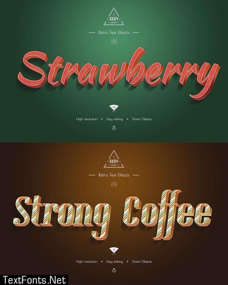 Retro Colorful Text Effects - 10 PSD