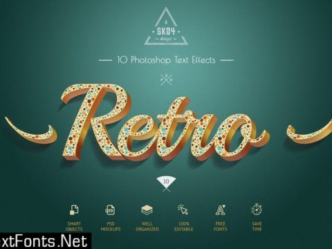 Retro Colorful Text Effects - 10 PSD