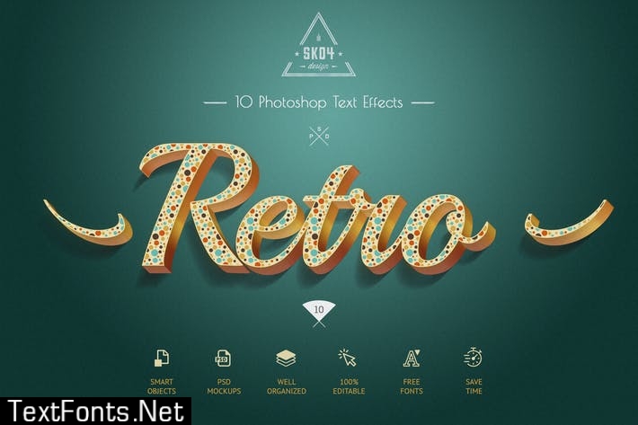 Retro Colorful Text Effects - 10 PSD