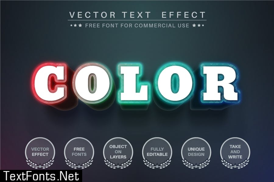 RGB color - editable text effect, font style