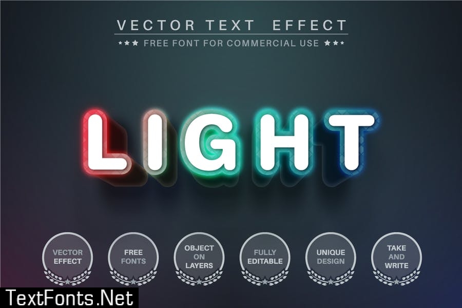 RGB color - editable text effect, font style