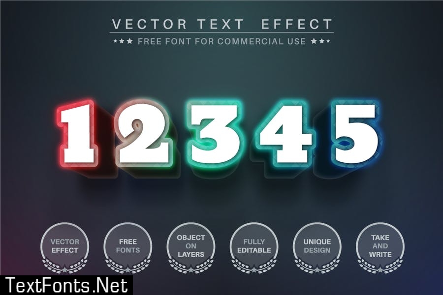 RGB color - editable text effect, font style