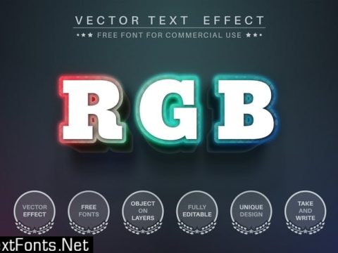 RGB color - editable text effect, font style