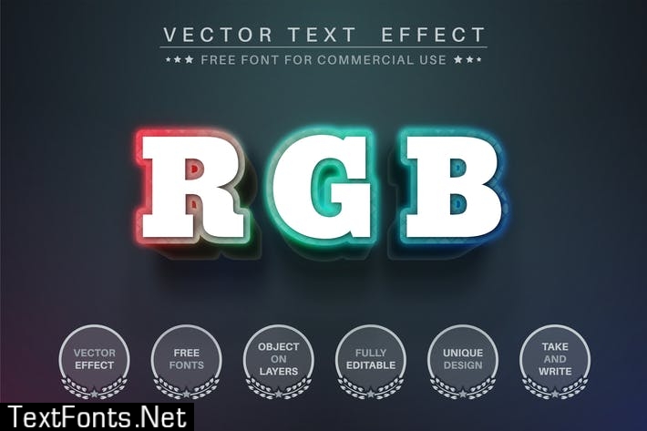 RGB color - editable text effect, font style