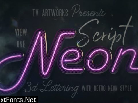 Script Neon 3D Lettering View 1